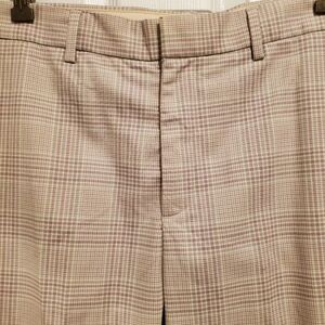 Mens H&M Plaid Beige and Pink Trousers Size 30